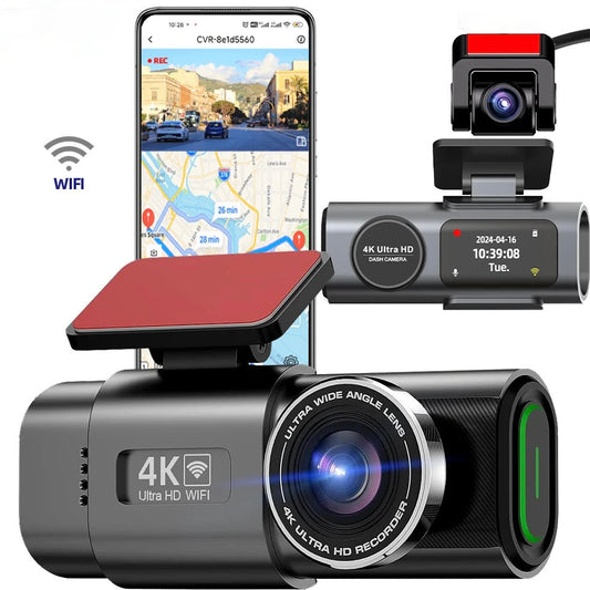 🎥 Dashcam 4K Ultra HD con Doppia Telecamera | Visione Notturna, Wi-Fi, G-Sensor