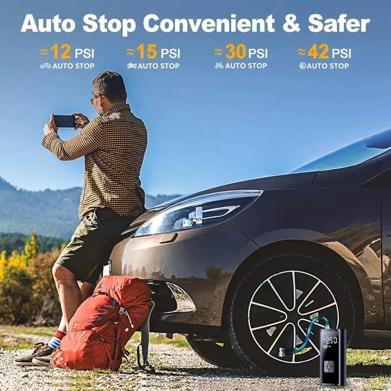 🚗 Compressore Elettrico Senza Fili – 150 PSI con LED, Ricaricabile e Portatile