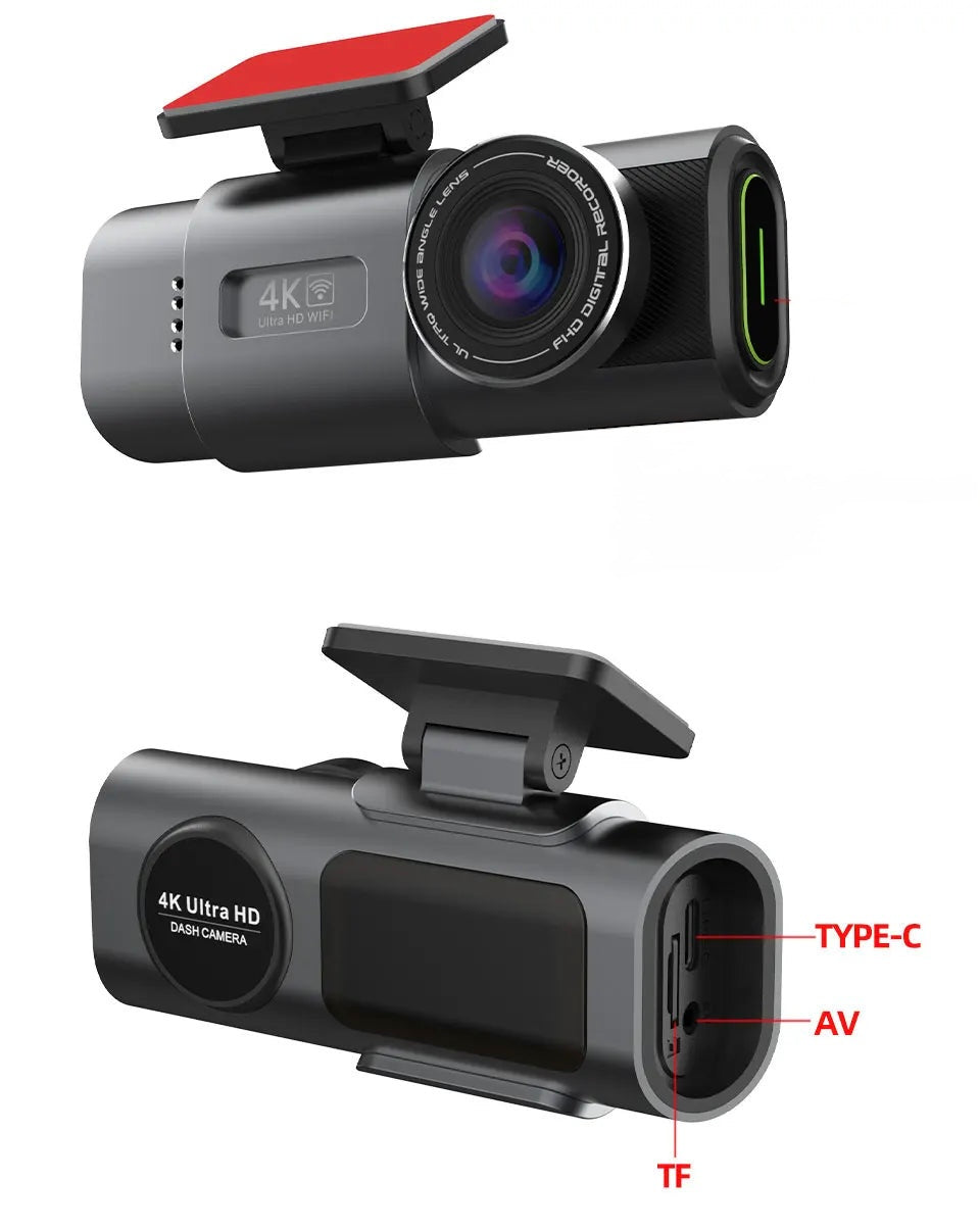 🎥 Dashcam 4K Ultra HD con Doppia Telecamera | Visione Notturna, Wi-Fi, G-Sensor
