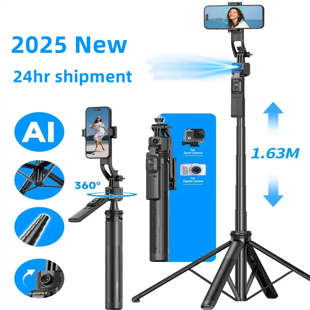 🔄✨ Selfie Stick Intelligente – Gimbal Rotante con Controllo Remoto e Rilevamento Facciale
